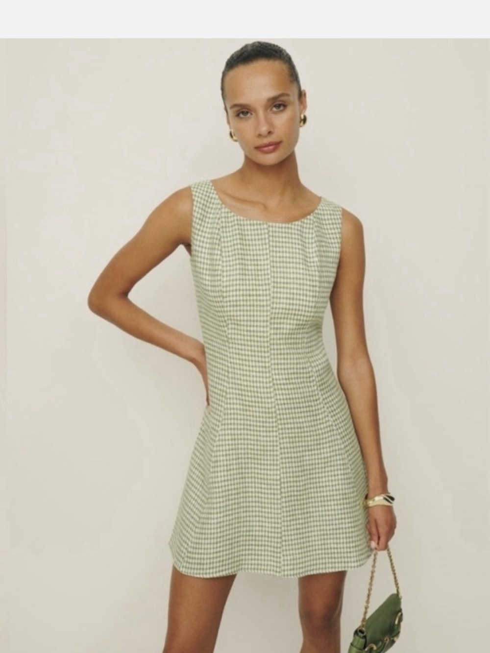 Reformation Amorette Linen Dress in Avacado